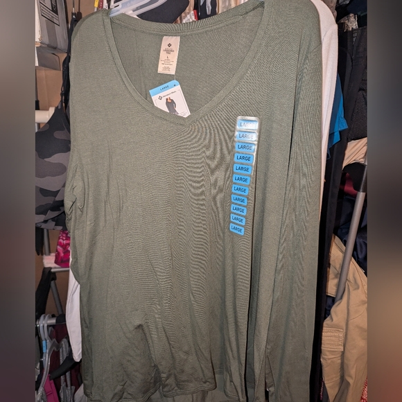 Nwt Members Mark Womens Long Sleeve Relaxed Fit Everyday Legging T-Shirt Green - Picture 2 of 5